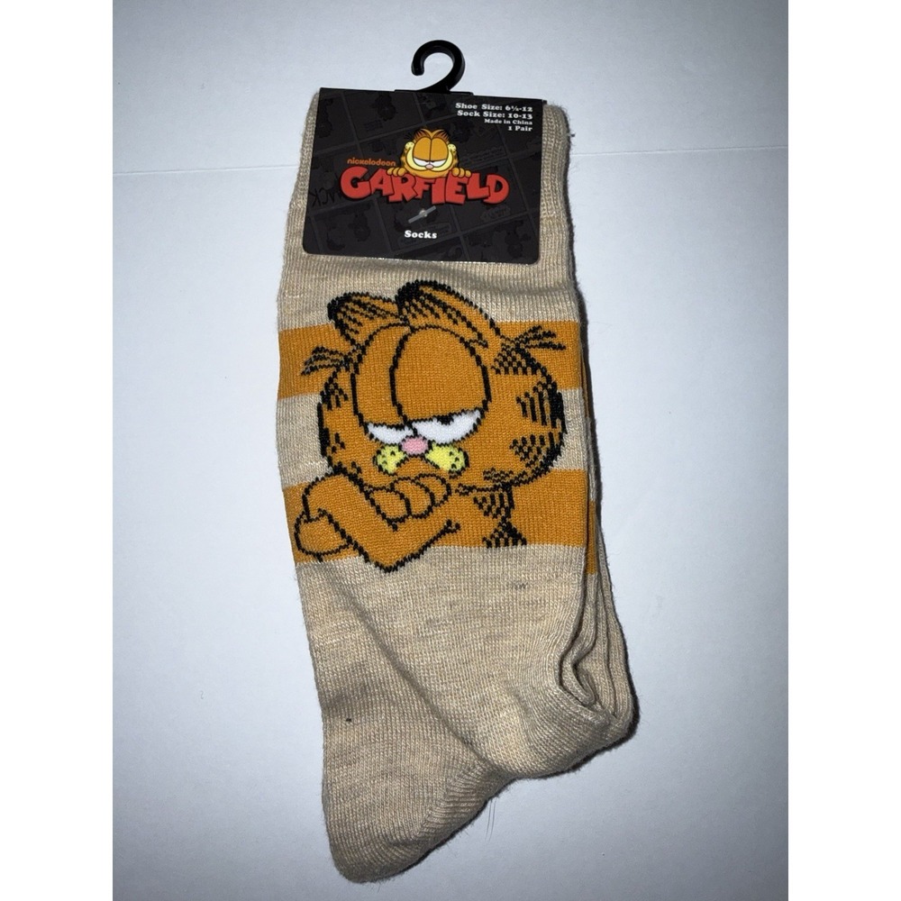 Garfield Men Crew Socks 10-13 Nickelodeon Cartoon Novelty Gift Collectible NWT
